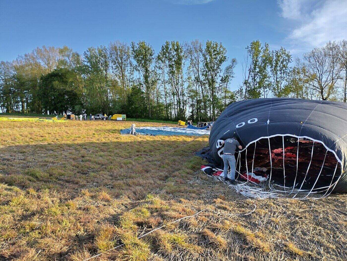 The balloon being packed up after landing near Poperinge